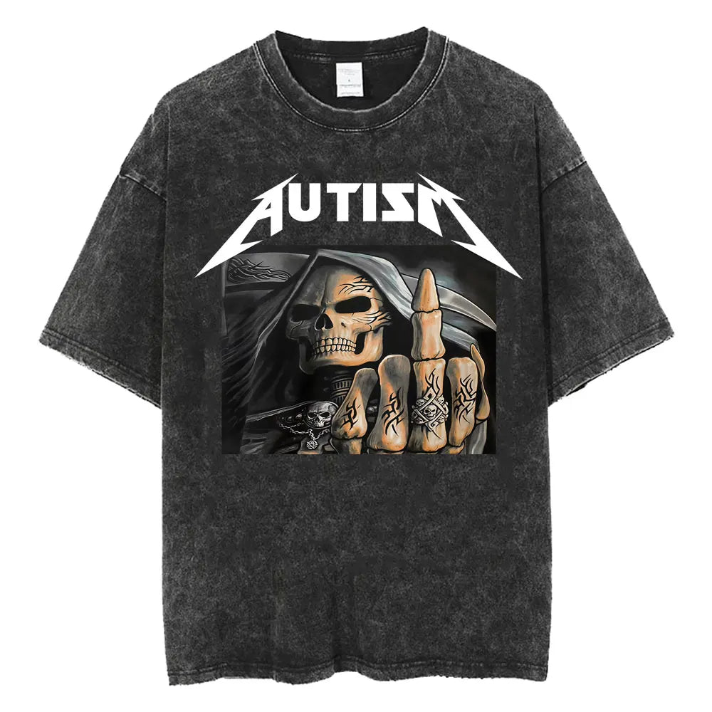 DshztoomaCN Autism Skeleton Meme T Shirt Men Women Harajuku Gothic