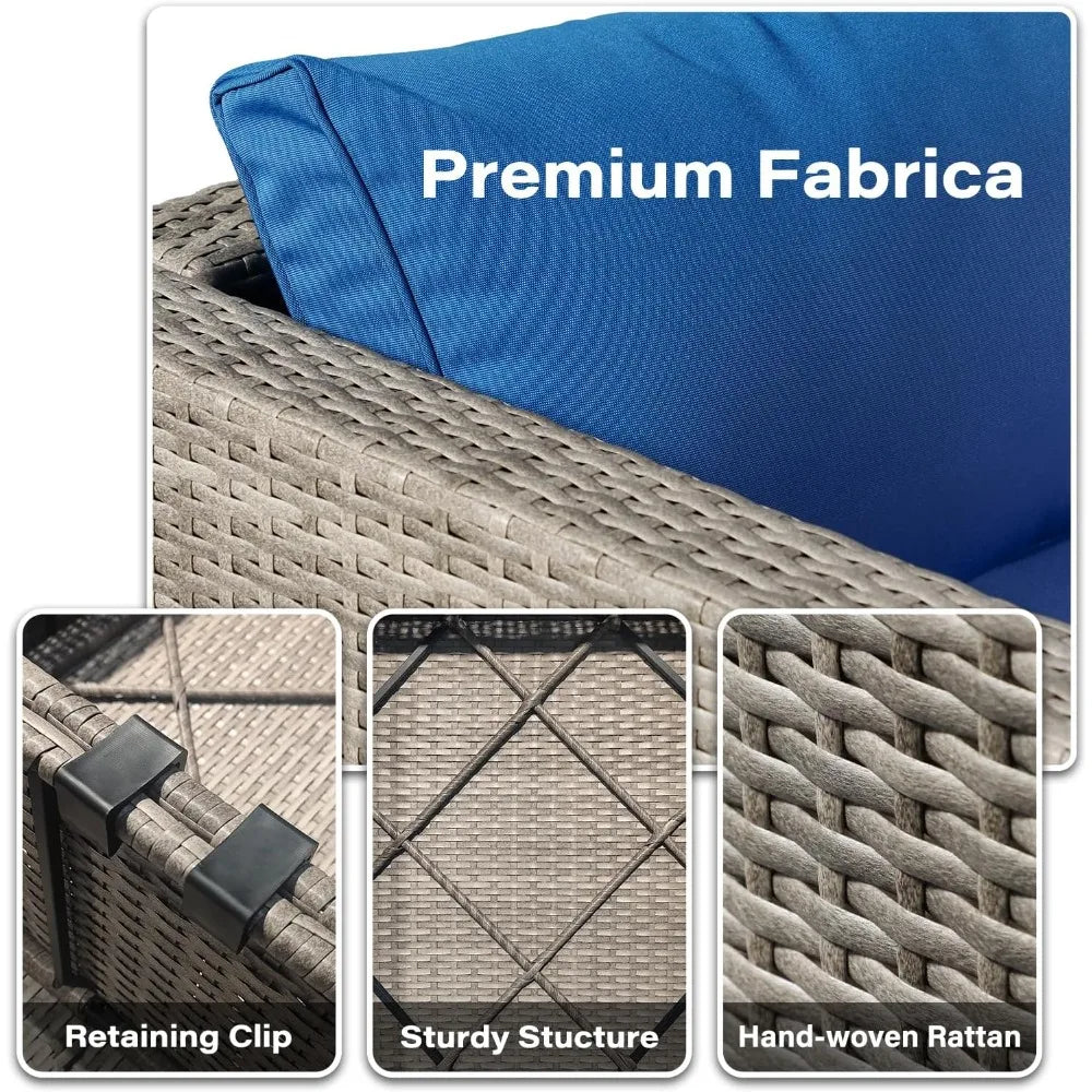 Modular Outdoor Sofa Set With 2 Pillows For Patio Use