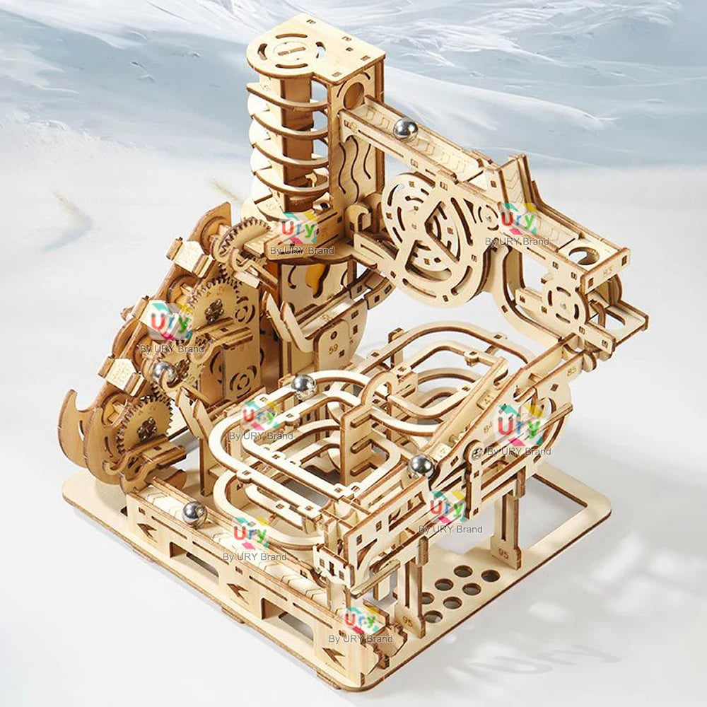 Ury 3D Wooden Puzzles Catapult Marble Run Set