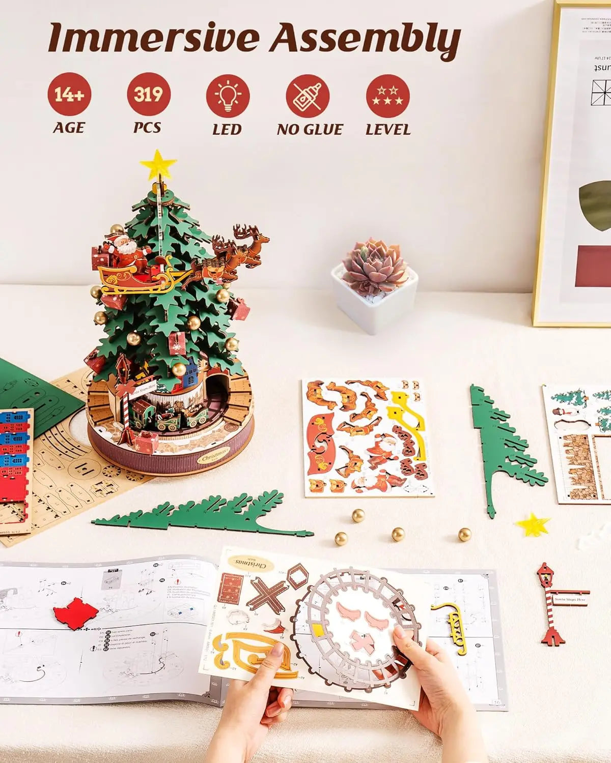 Robotime Wooden Puzzle Music Box Christmas Tree Kit