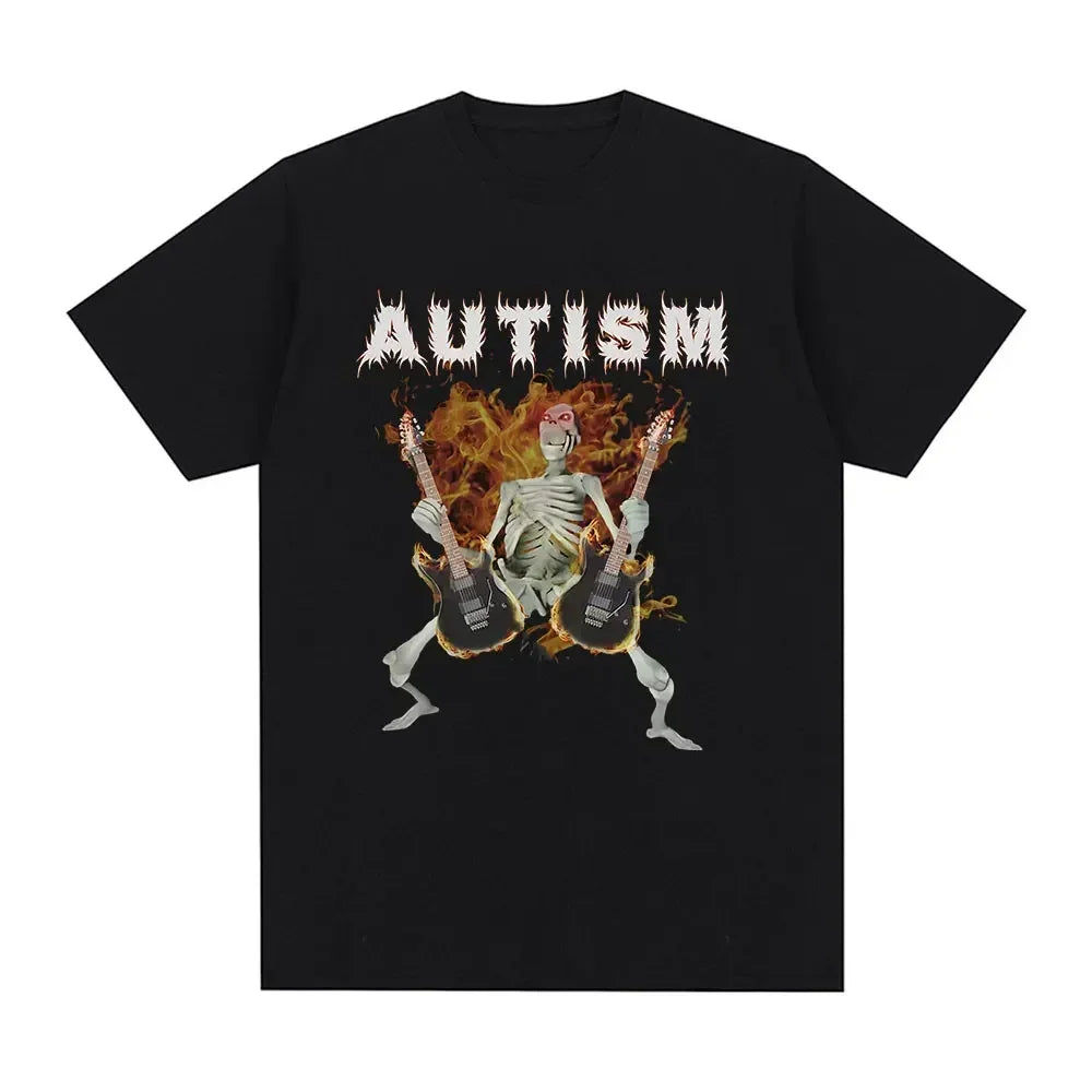 Autism Skeleton Meme T Shirt Funny Skull Fashion Unisex