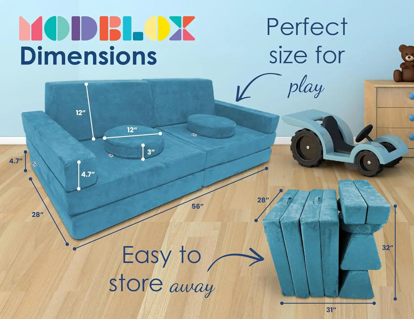 Soft Modular Kids Play Couch Foam Fort Sofa