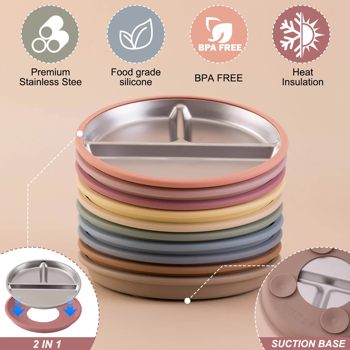 Stainless Steel Plate Detachable Suction Mount For Kitchen