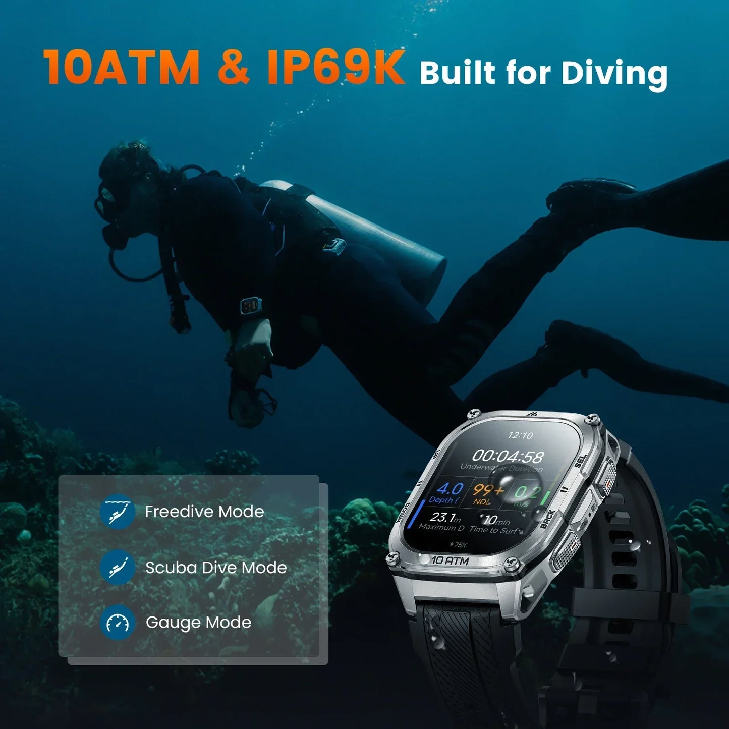 KOSPET Tank M4 Smart Watch GPS 10ATM Health Monitor
