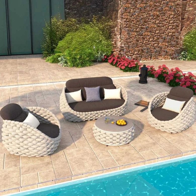 All Weather Rattan Outdoor Sofa Set For Villa Balcony Patio
