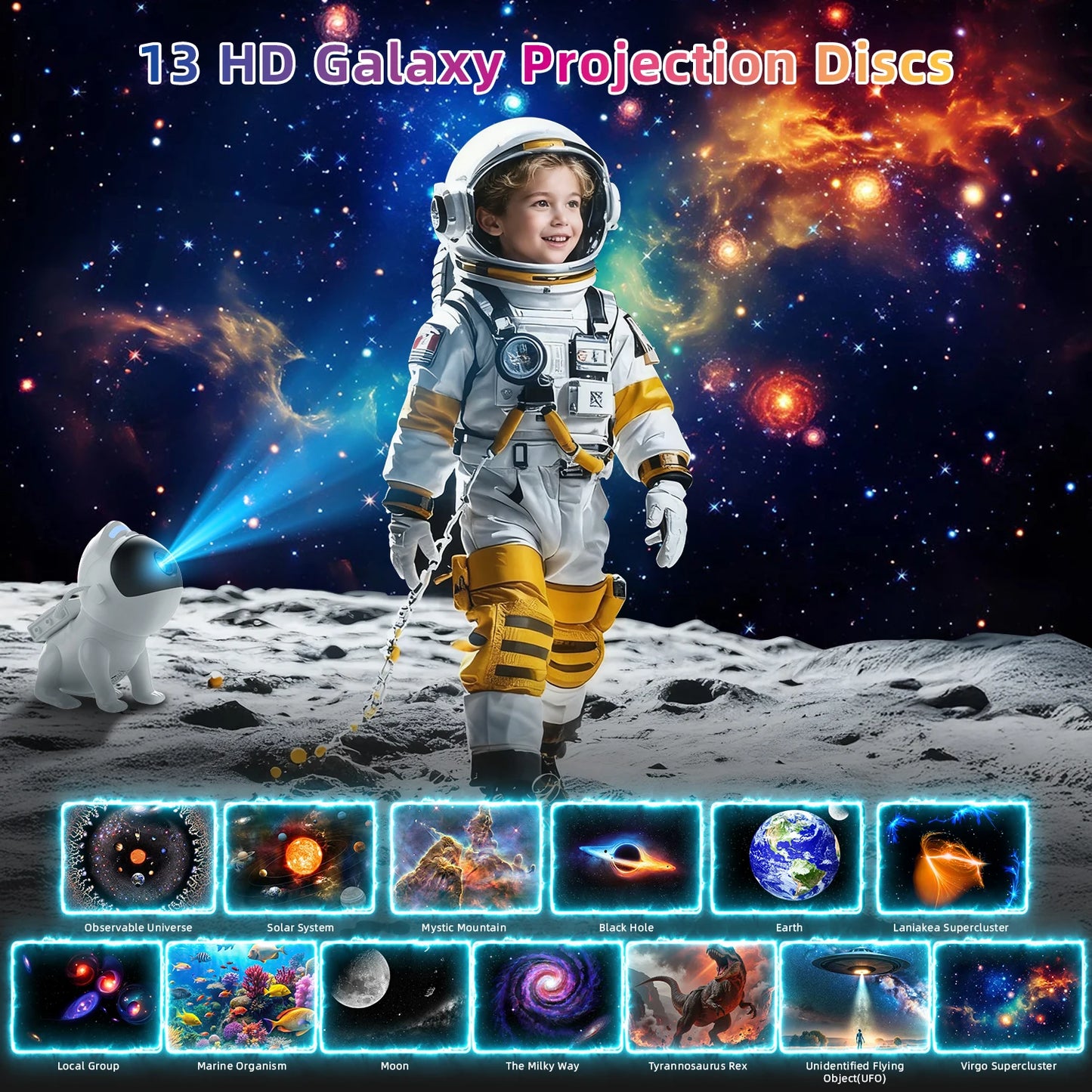 AUSYLE Star Projector Night Light Space Dog Galaxy Projector