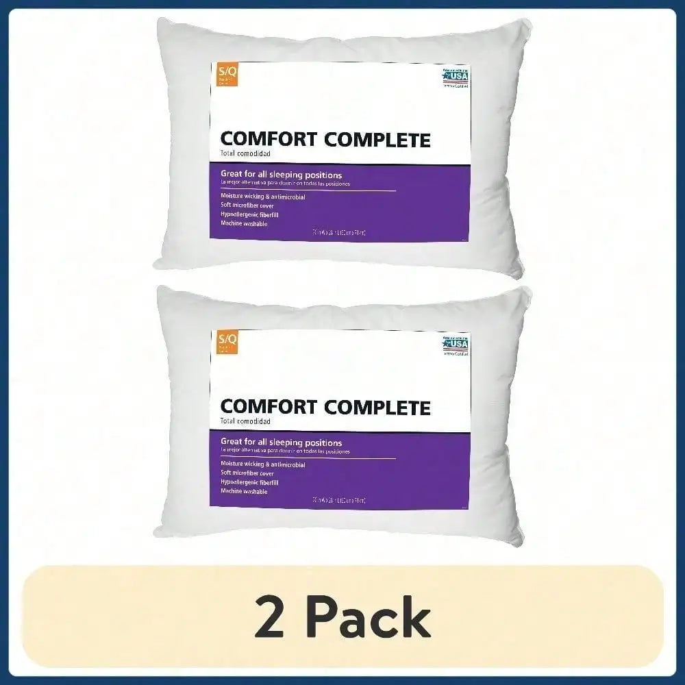(Pack of Two) Comfort Full Size Pillow, Standard/Queen, 20" x 28"