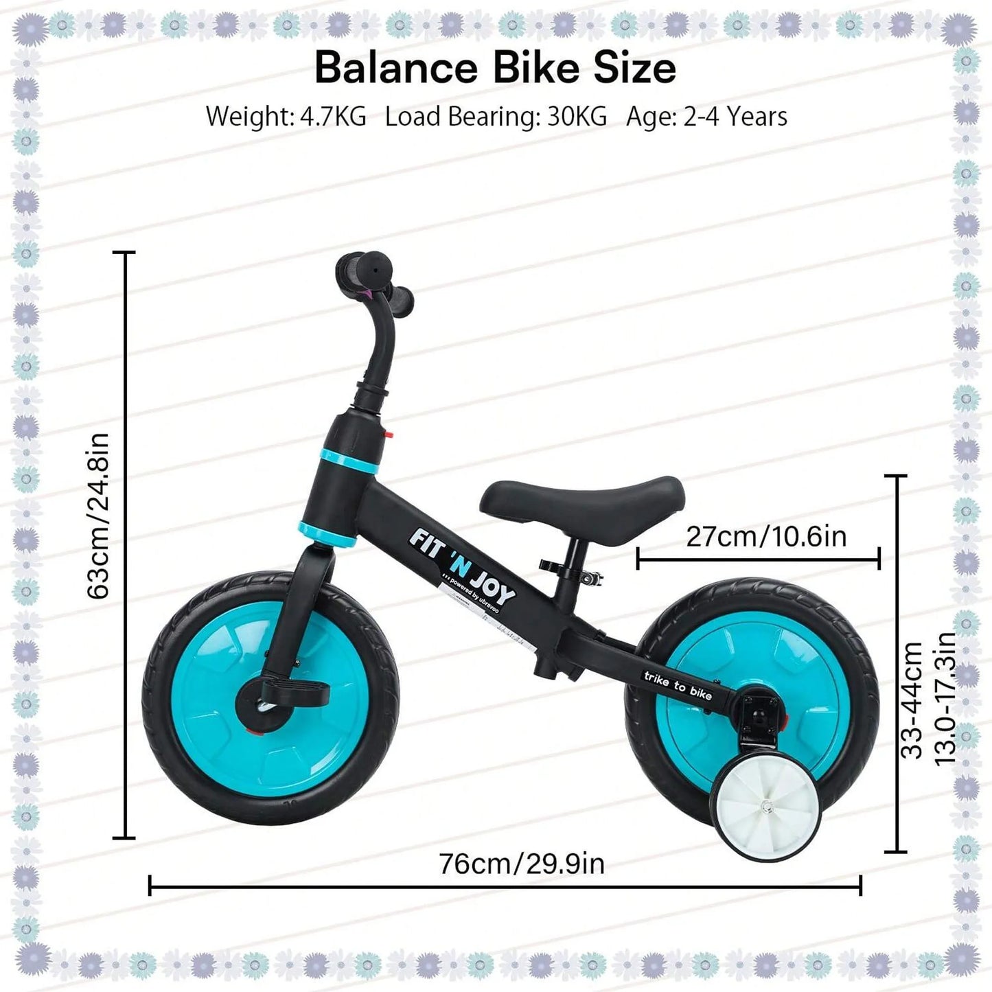 4-In-1 Toddler Balance Bike For Boys And Girls Ages 2-4
