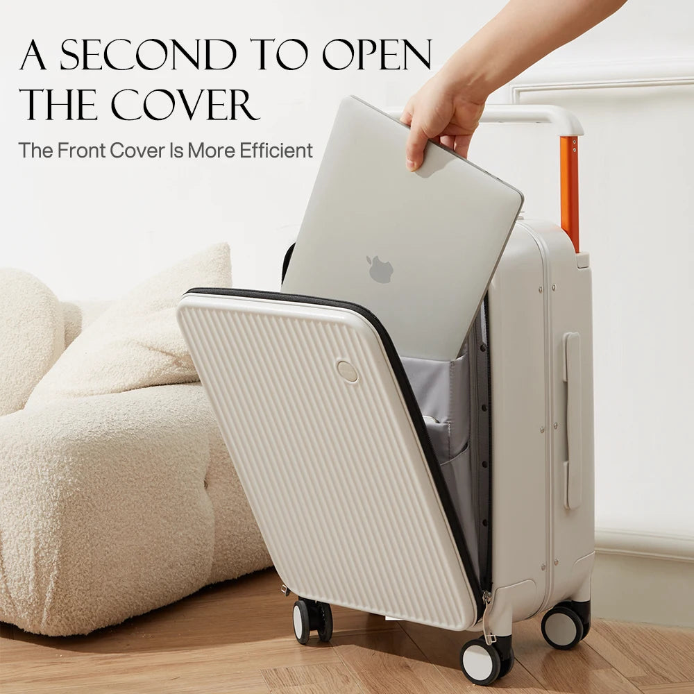 Mixi Front Laptop Pocket Carry On Luggage Aluminum Frame