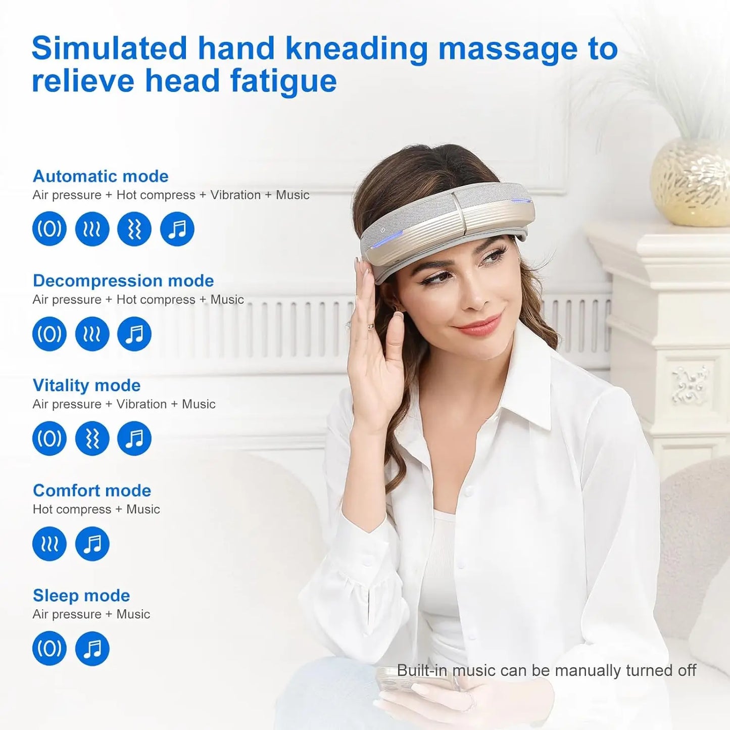 HOMEMASSA Portable Electric Head Massager With Heat Bluetooth
