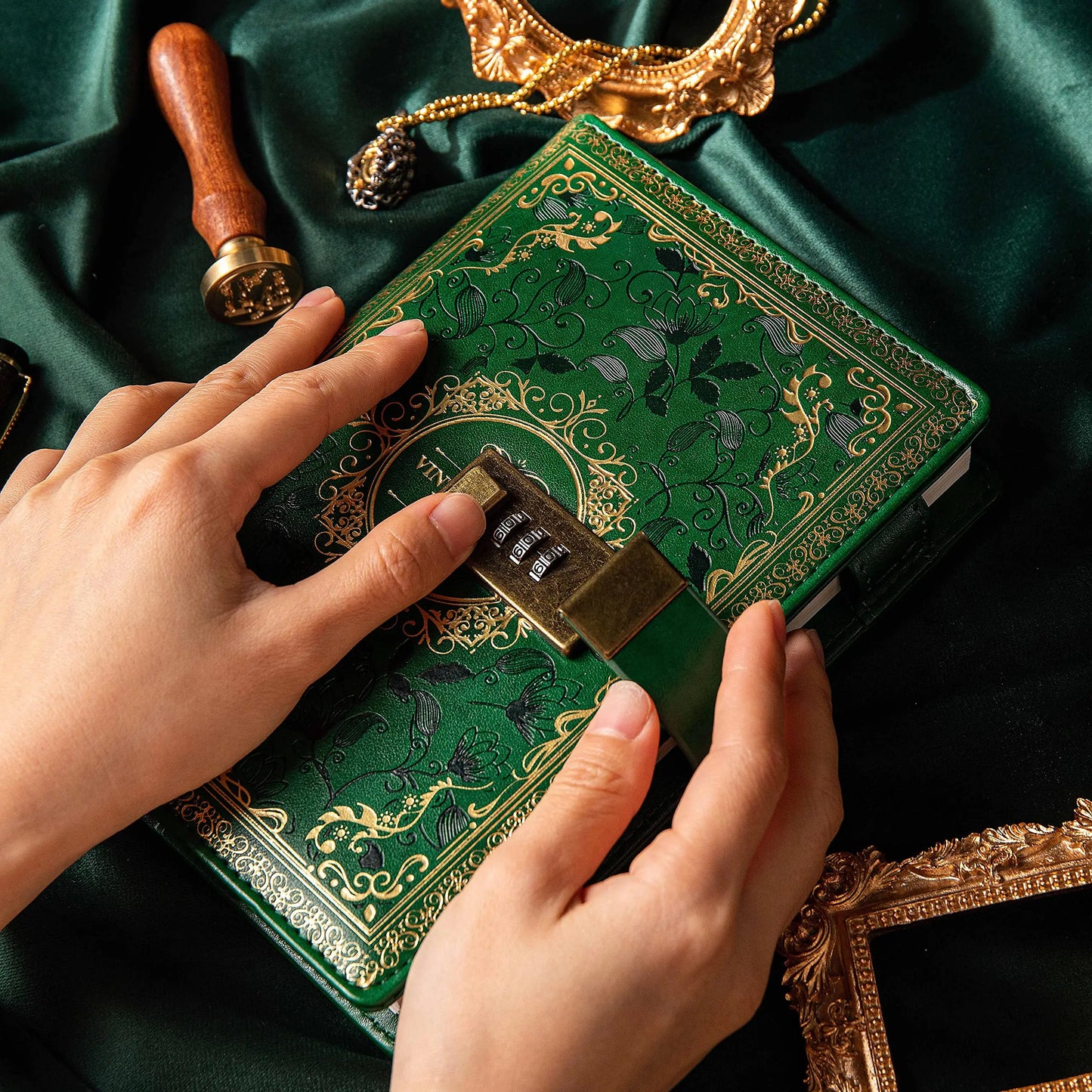 Digital Password Notebook With Lock PU Leather Privacy Diary