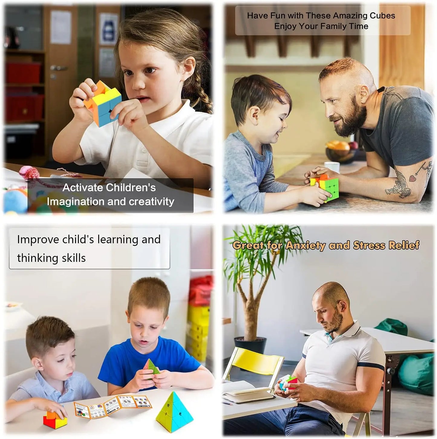 Mirror Pyramid Cubes Decorative Figurines