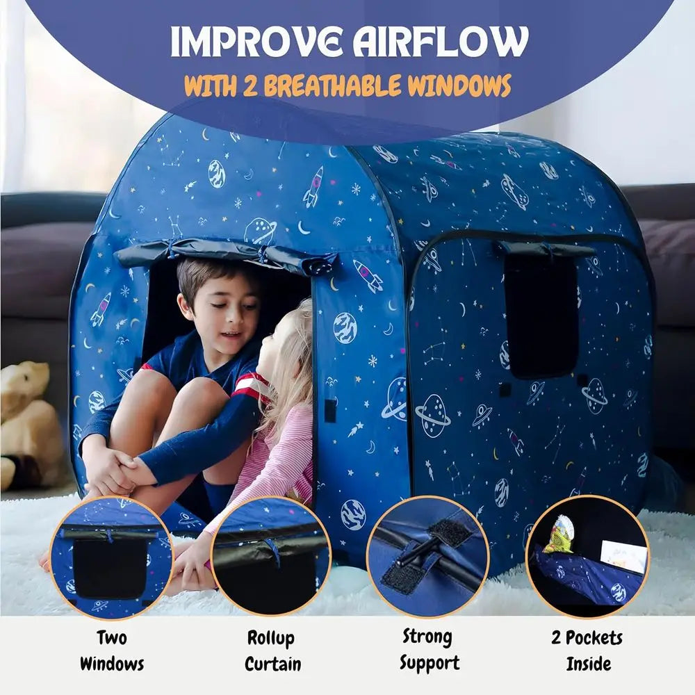 OLOEY Sensory Tent for Kids with LED Lights and Remote Blackout Pop Up