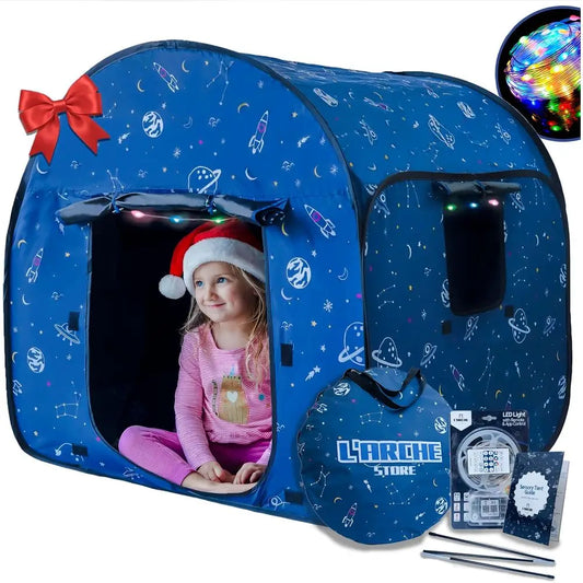 OLOEY Sensory Tent for Kids with LED Lights and Remote Blackout Pop Up