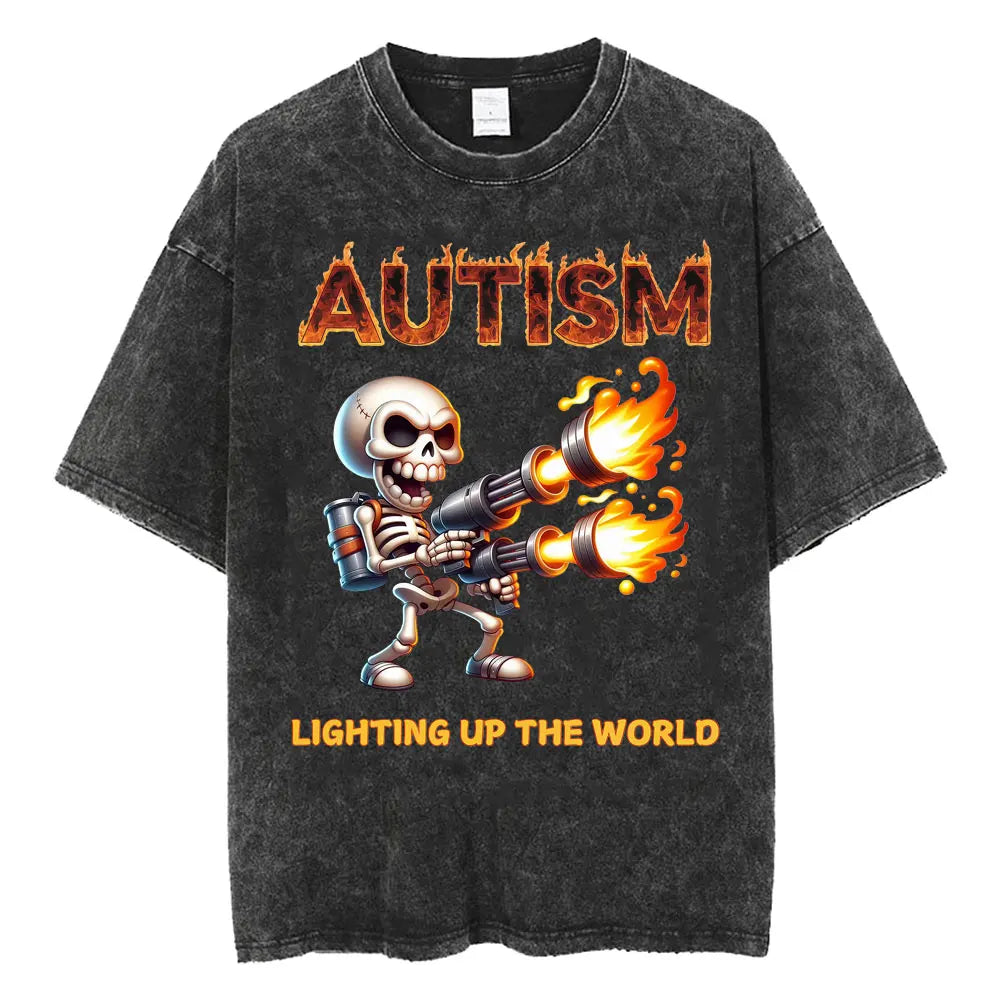 DshztoomaCN Autism Skeleton Meme T Shirt Men Women Harajuku Gothic