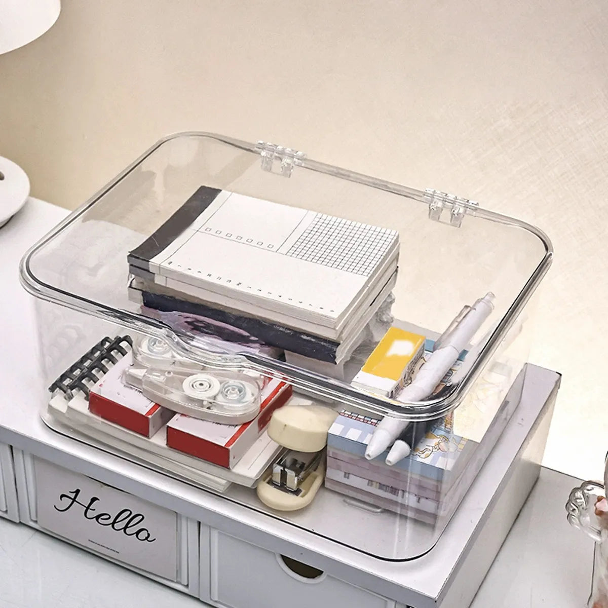Durable Plastic Covered Storage Box with Latch and Secure Lid