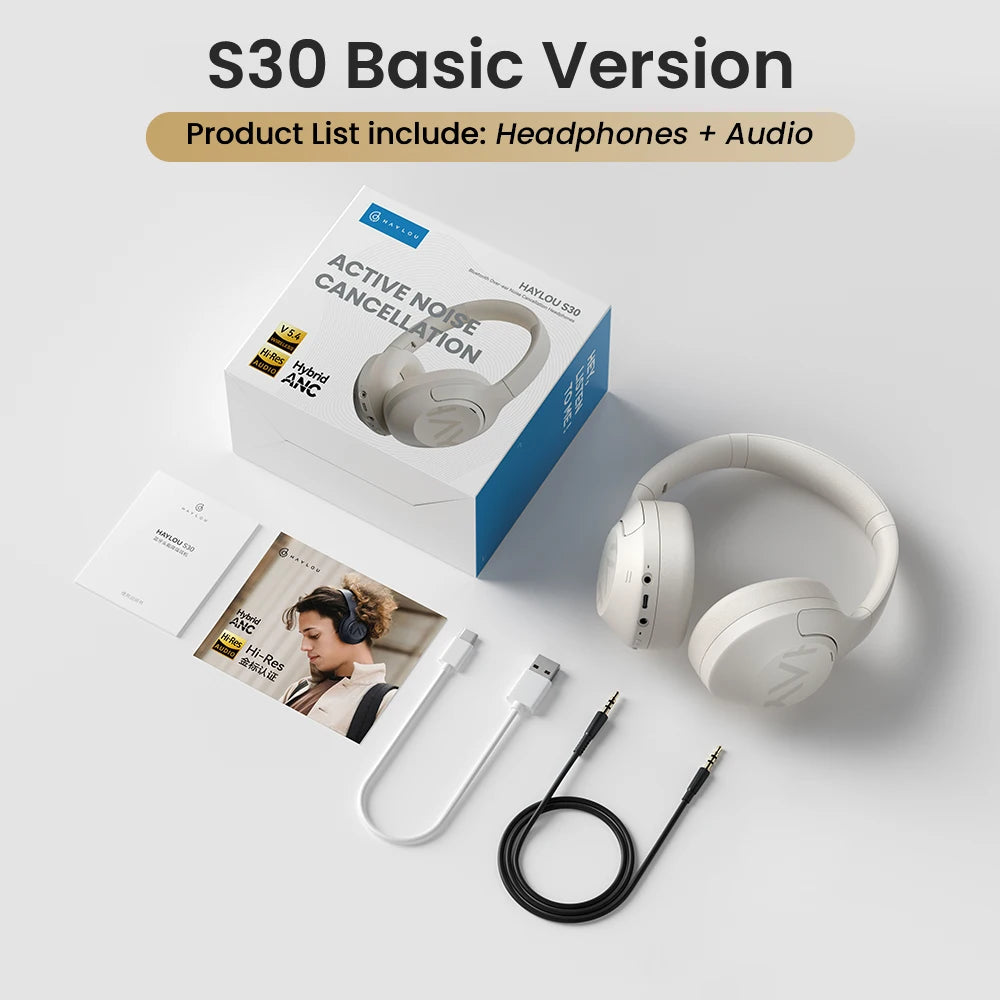 Haylou S30 ANC Wireless Bluetooth 5.4 Headphones HiRes Audio