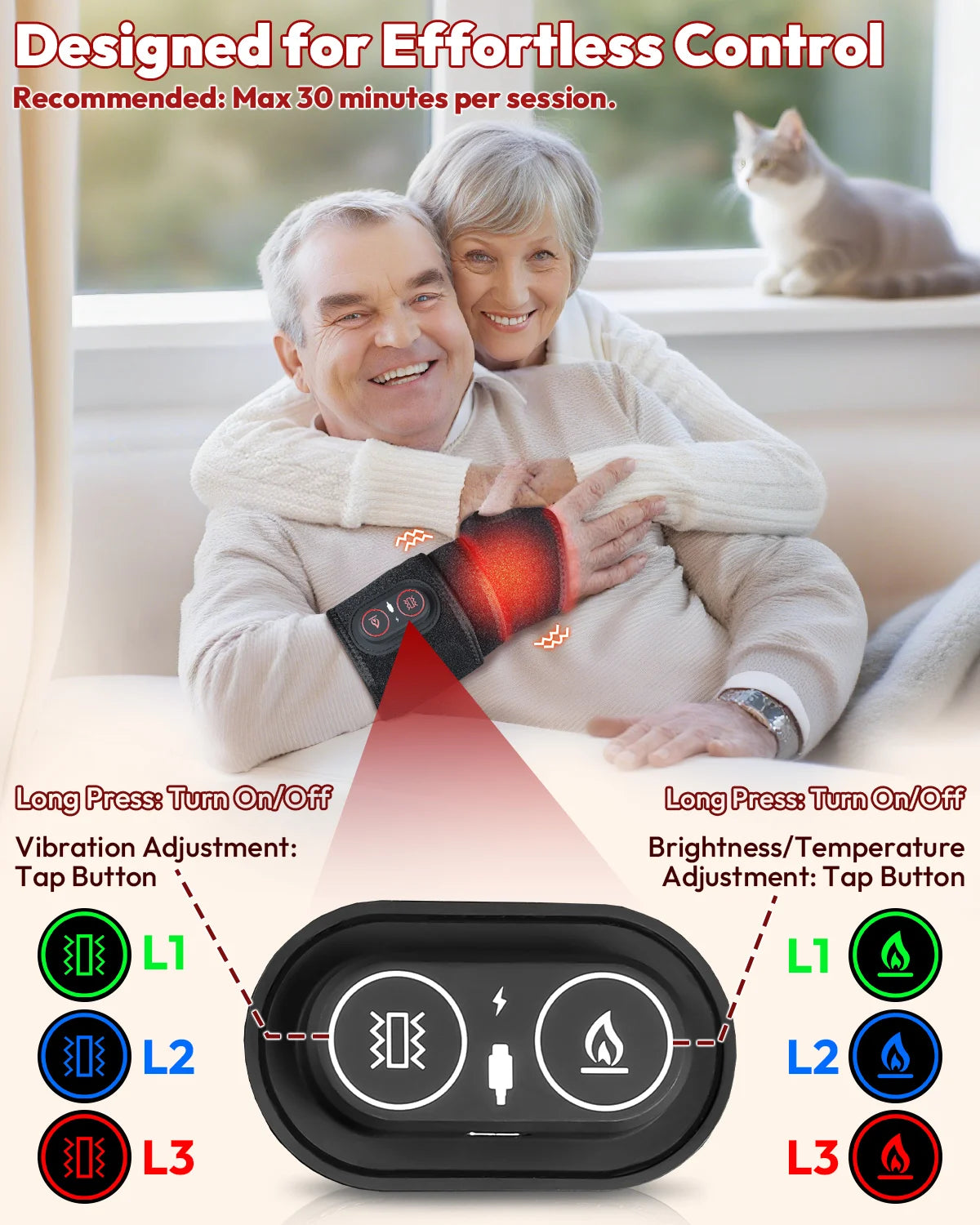 Infrared LED Red Light Therapy Wrap With Heat And Vibration