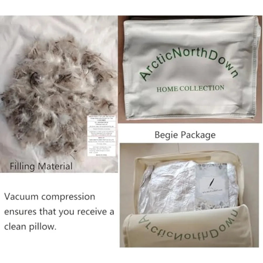 Goose Down Hotel Collection Pillow for Back Side Stomach Sleepers