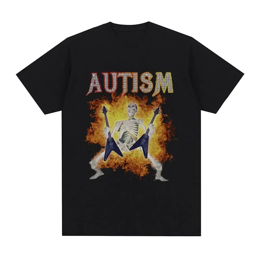 Autism Skeleton Meme T Shirt Funny Skull Fashion Unisex