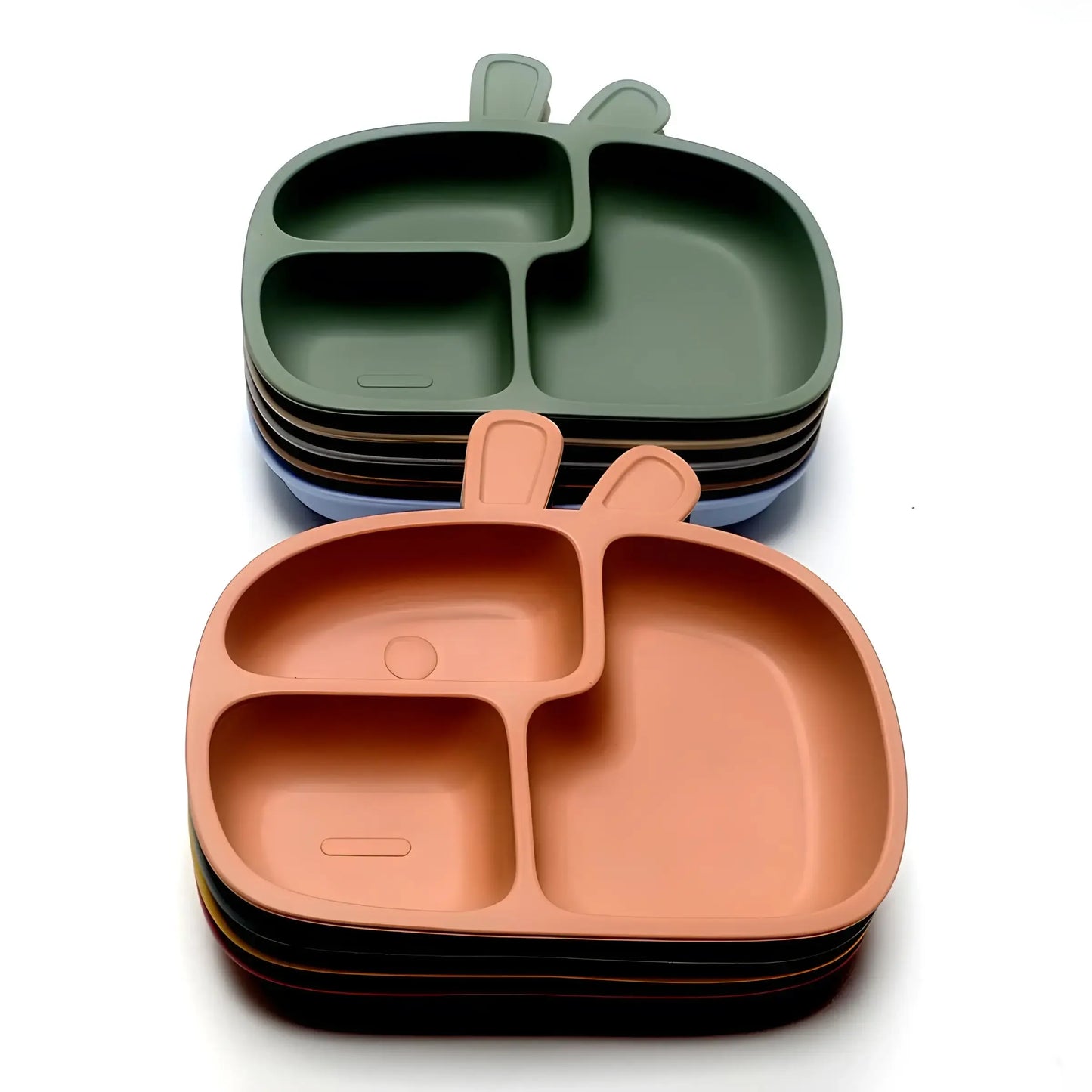 Silicone Divided Dinner Plate With Suction Cup Non Slip