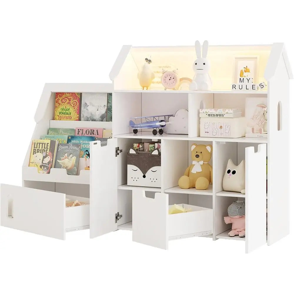 DAFIFY Kids Bookshelf With Removable Drawers Toy Storage Organizer