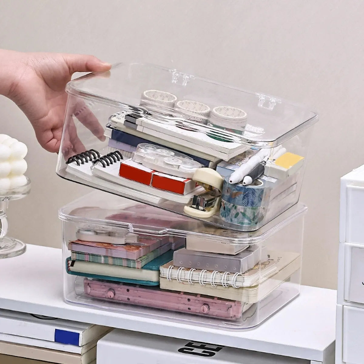 Durable Plastic Covered Storage Box with Latch and Secure Lid