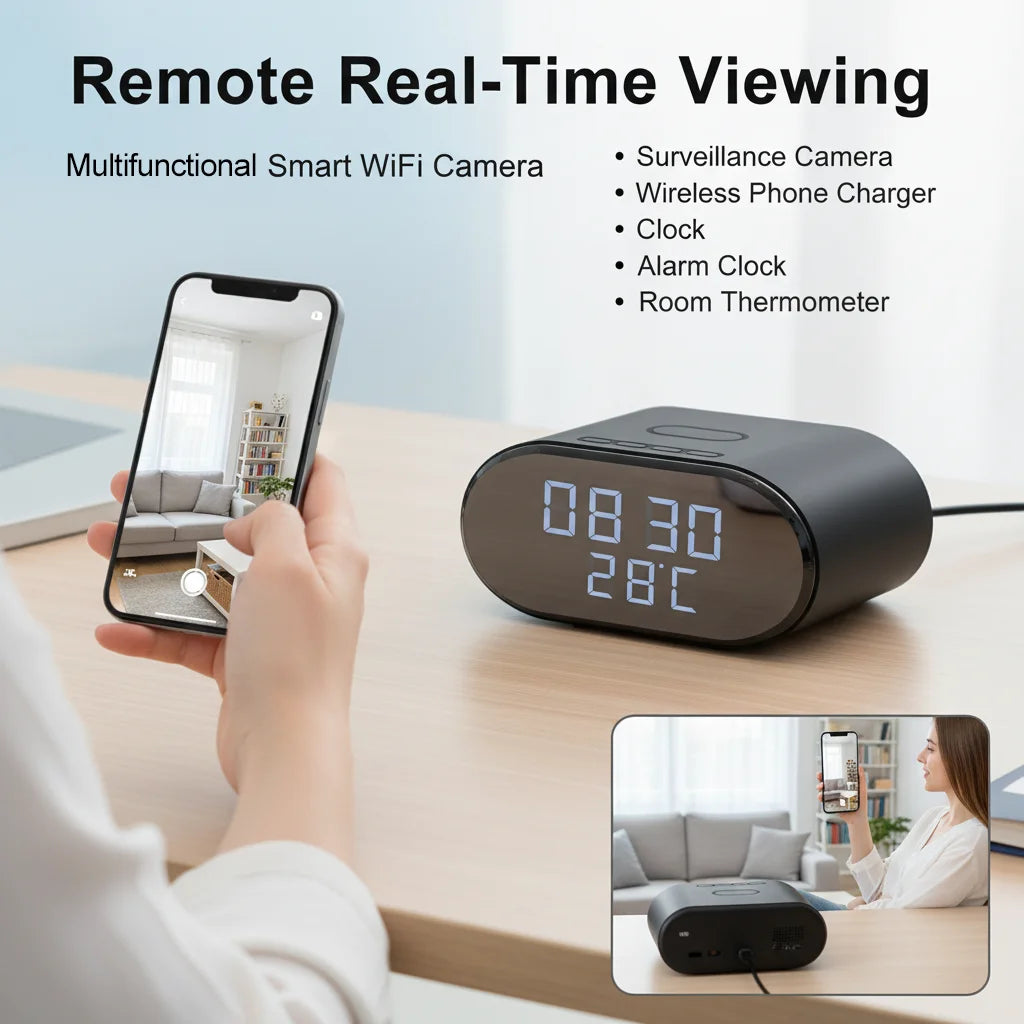 4K Ultra HD Clock Camera with WiFi Security and Alarm