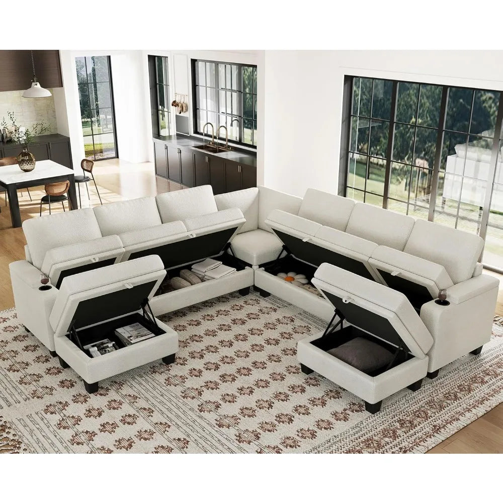 Modular Sectional Sofa With Storage U Shape Convertible Corner Couches