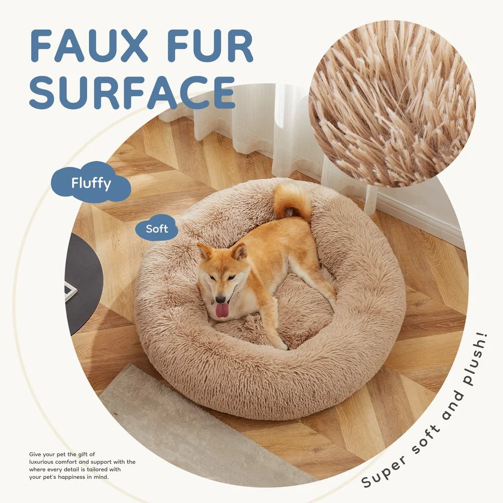 Cozy Donut Dog Cat Bed Round Waterproof Machine Washable