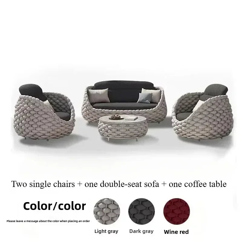 All Weather Rattan Outdoor Sofa Set For Villa Balcony Patio