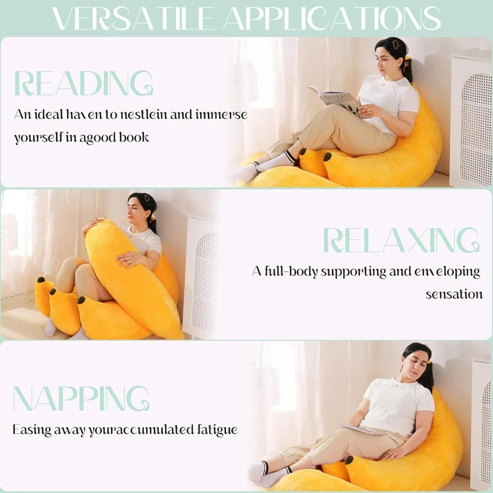 Banana Bean Bag Chair With Ottoman Convertible Lounger