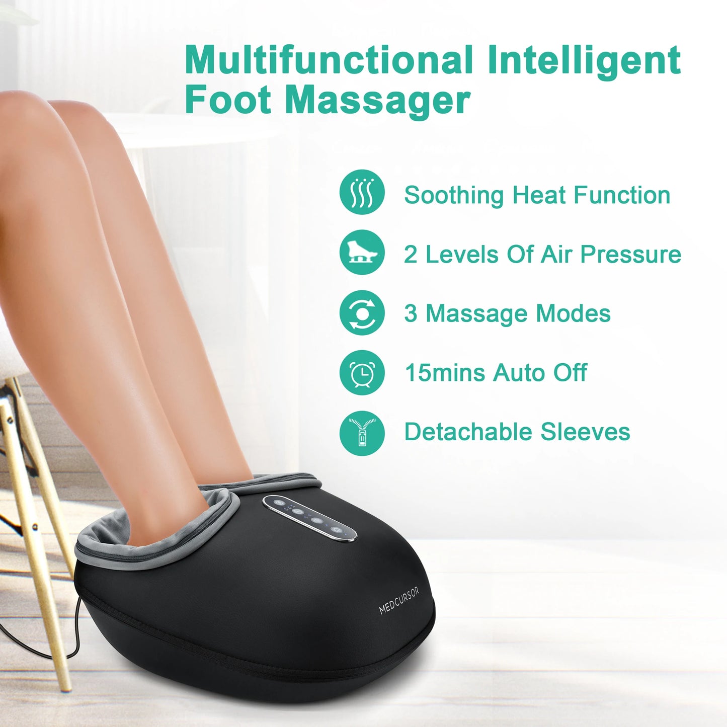 Medcursor Shiatsu Foot Massager With Heat Roller For Deep Relief