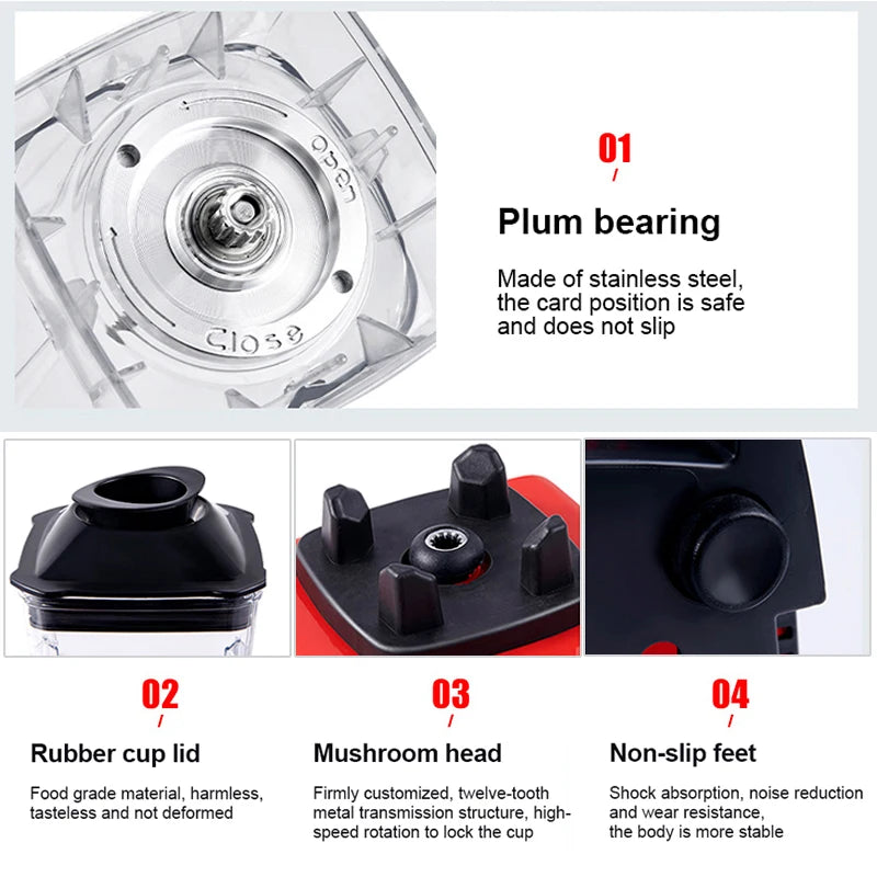 Balashov 2000W Heavy Duty Commercial Blender Mixer Stationary Food Processor