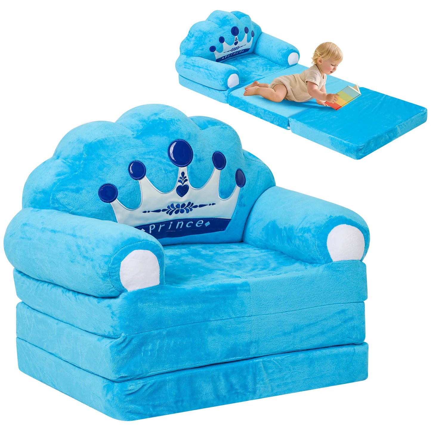 Foldable Kids Sofa Bed Seat Chair Foam Filled Reading Armchair