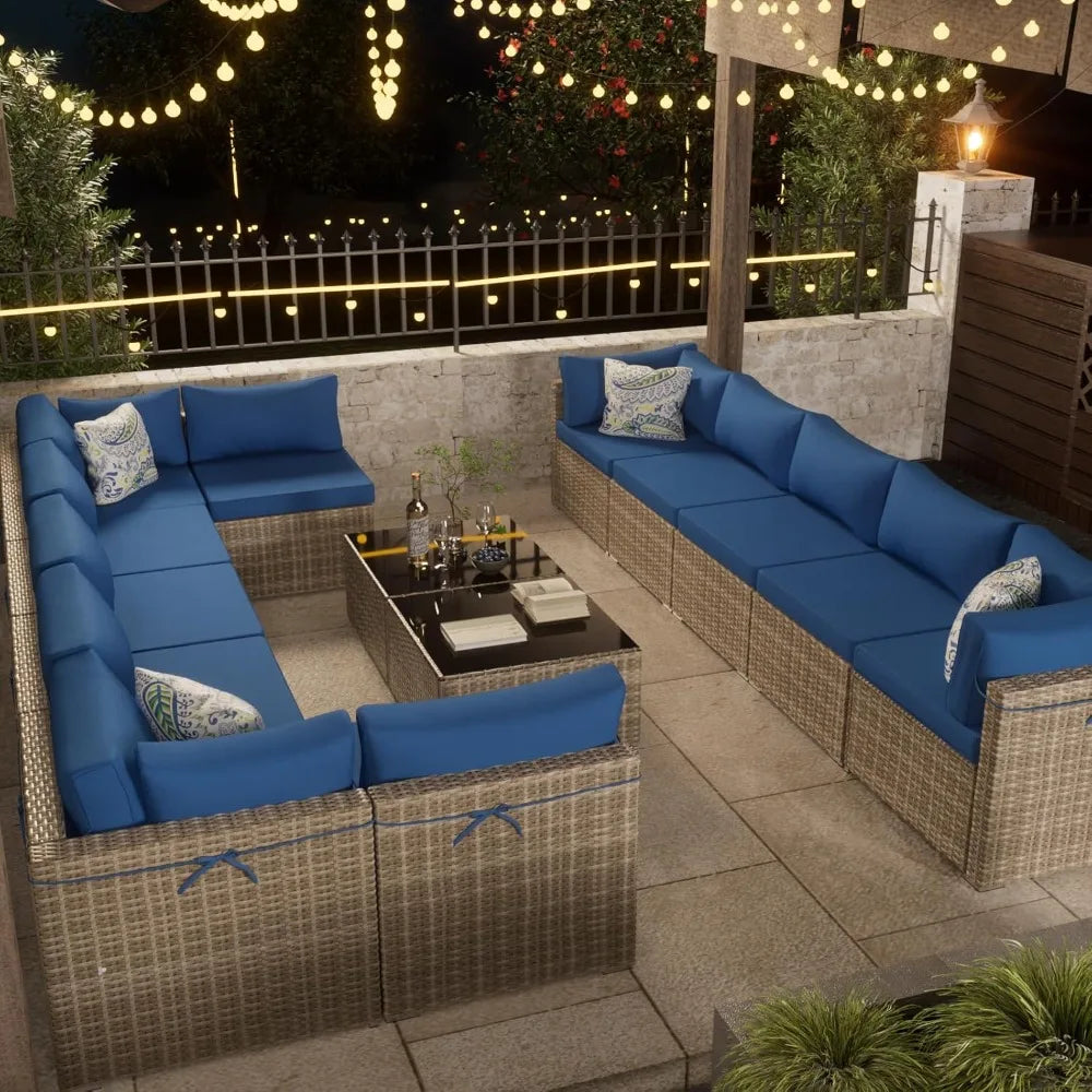 Modular Outdoor Sofa Set With 2 Pillows For Patio Use