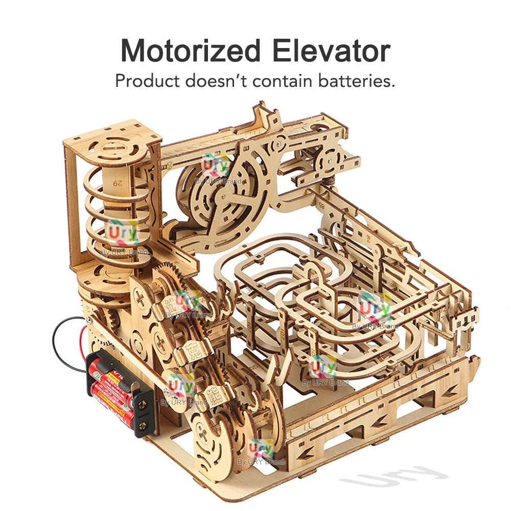 Ury 3D Wooden Puzzles Catapult Marble Run Set