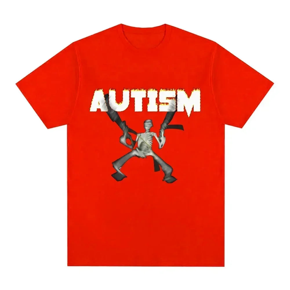 Autism Skeleton Meme T Shirt Funny Skull Fashion Unisex