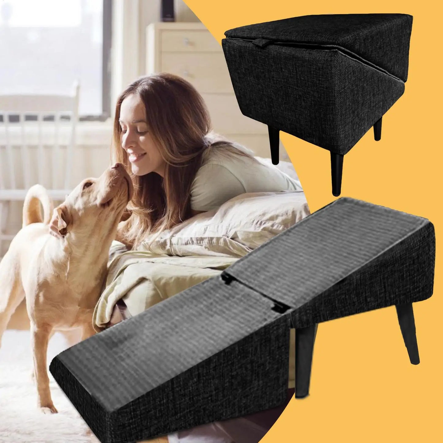 Foldable Dog Ramp for Bed and Vehicle Stairs Non Slip