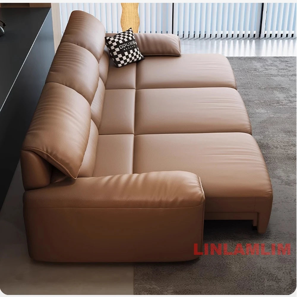 MINGDIBAOCN Modern Convertible Genuine Leather Sofa Bed With Electric Sleeper