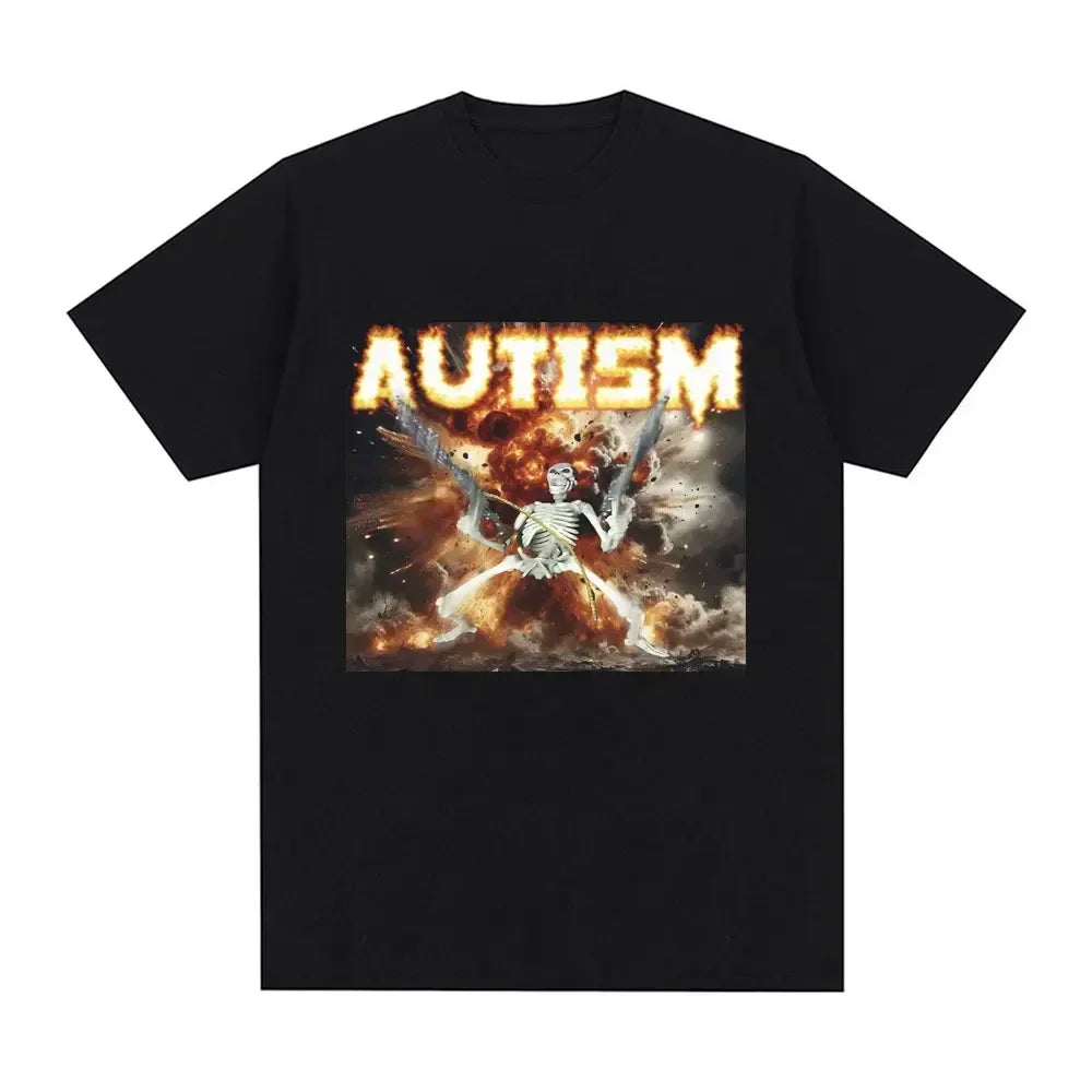 Autism Skeleton Meme T Shirt Funny Skull Fashion Unisex