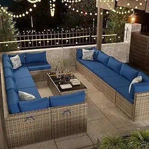 Outdoor Durable Modular Sofa Set With 2 Pillows Included