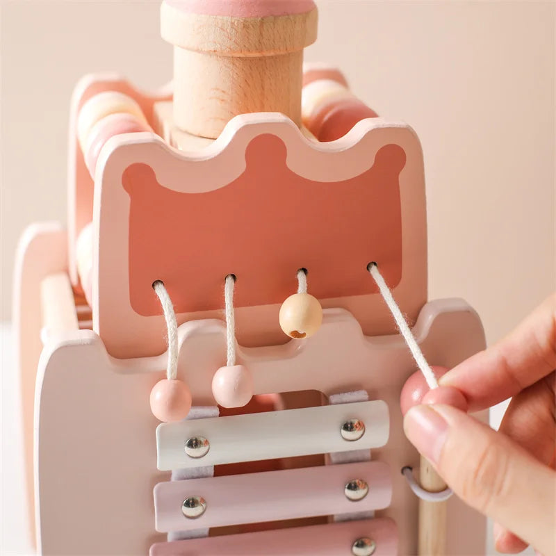 Wooden Montessori Rocket Castle Blocks Puzzle For Baby Education