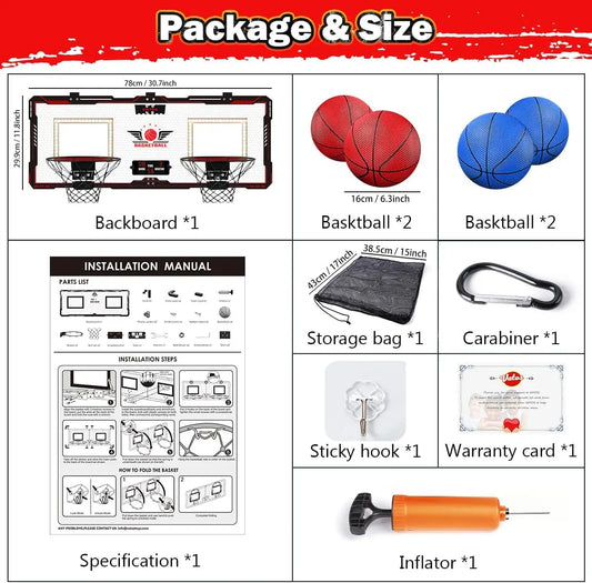 VATOS Dual Indoor Outdoor Basketball Hoop With Electronic Scoreboard