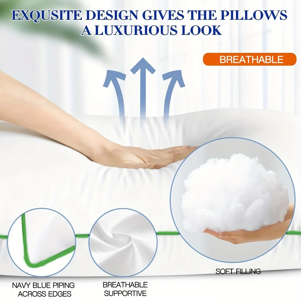 Set Of 4 Soft Comfort Pillows With 3D Microfibre Filling