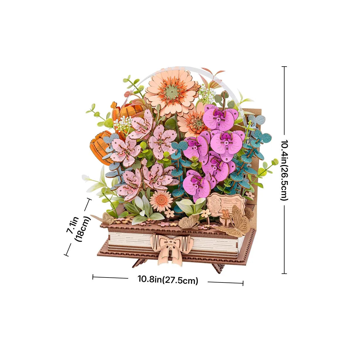 Robotime Blooming Book 3D Wooden Puzzle Decor Gift for Adults