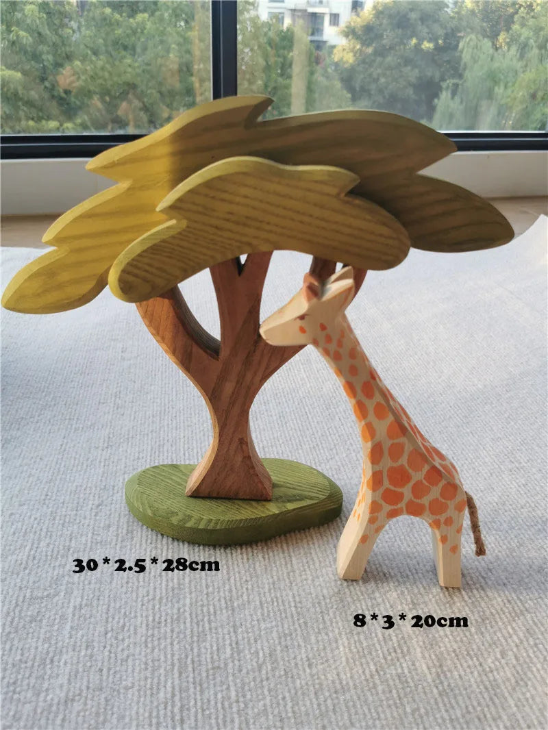 Jumpsecret Wooden Animals Stacking Blocks Set Basswood For Kids