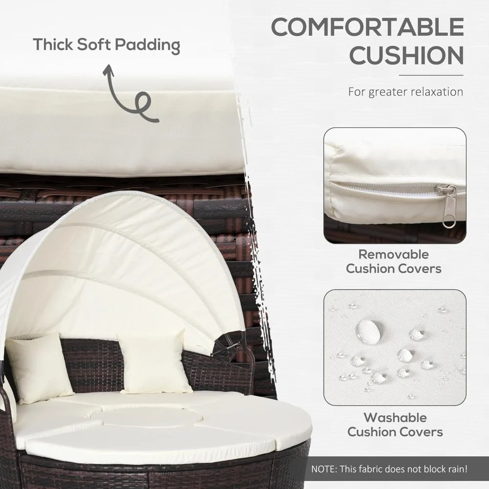 Round Convertible Daybed With Cushions