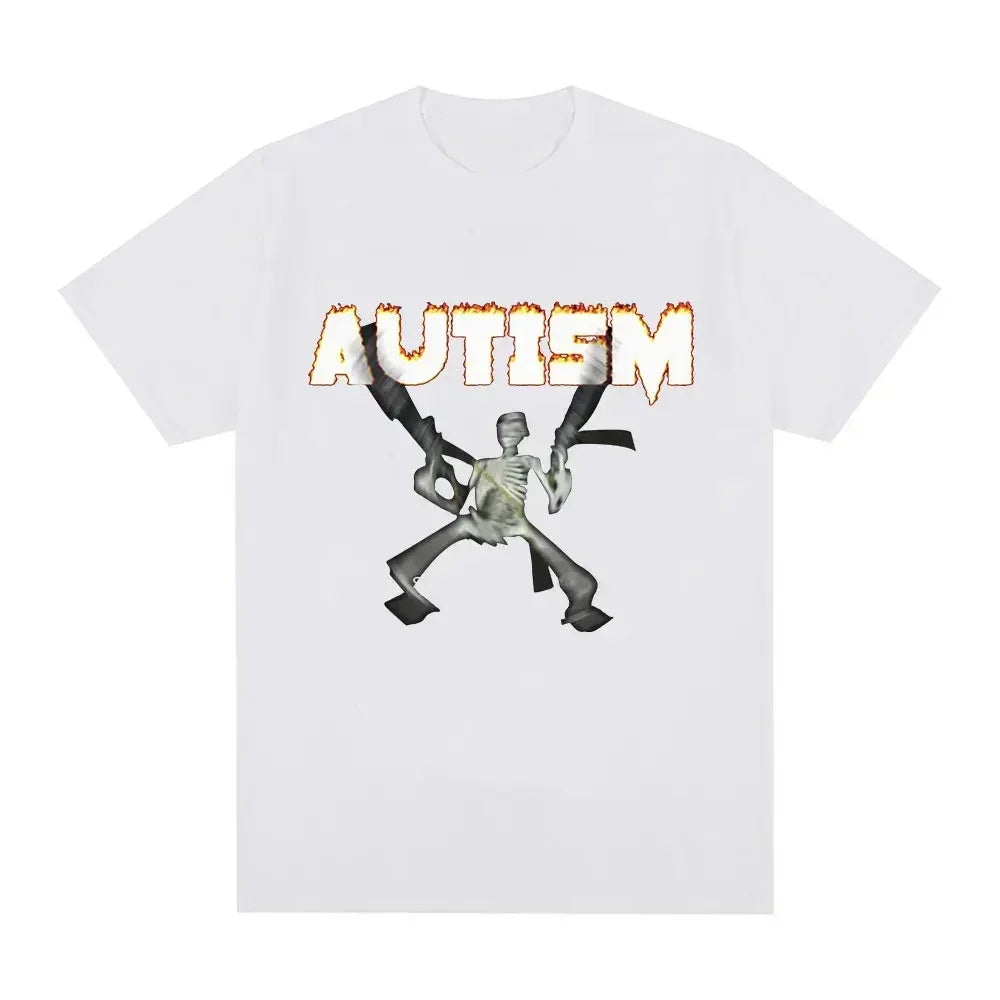 Autism Skeleton Meme T Shirt Funny Skull Fashion Unisex