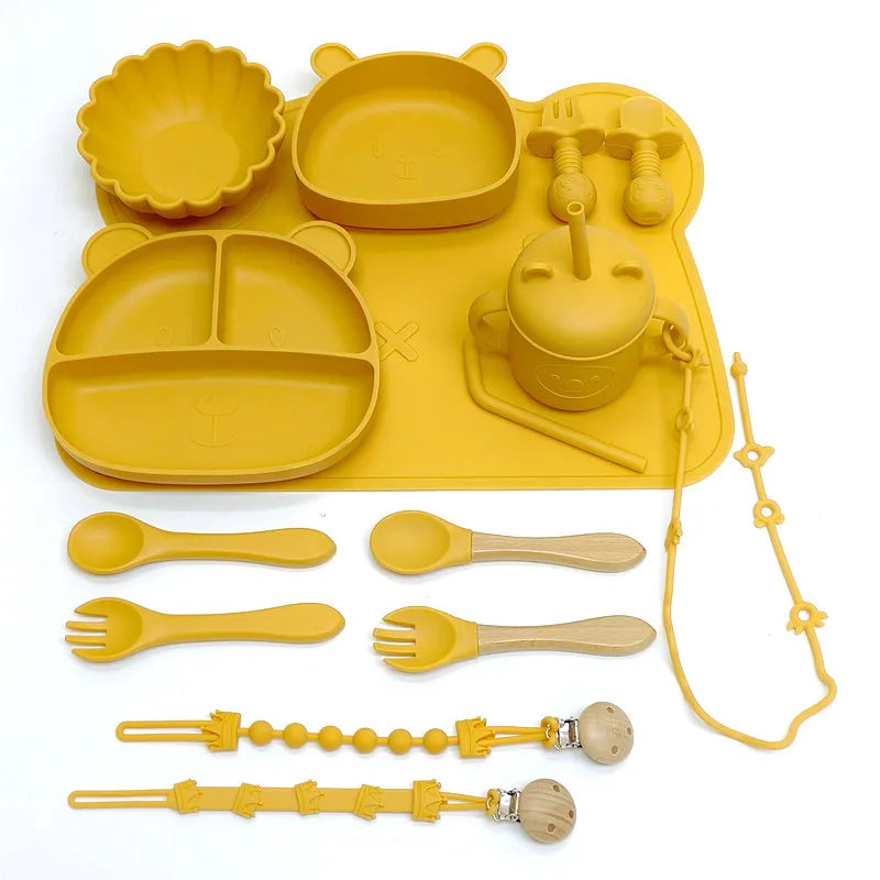 Silicone Meal Plate With Compartments And Suction Cups
